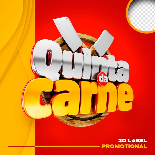 PSD gratuito promoción de supermercado de carne de jueves de logotipo 3d quinta da carne en brasil