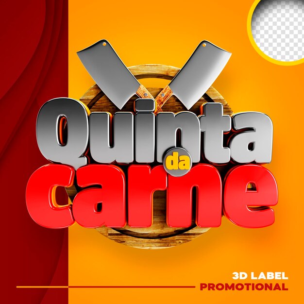 Promoción de supermercado de carne de jueves de logotipo 3d quinta da carne en brasil