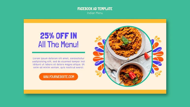 Promosjabloon voor sociale media voor Indiaas restaurant