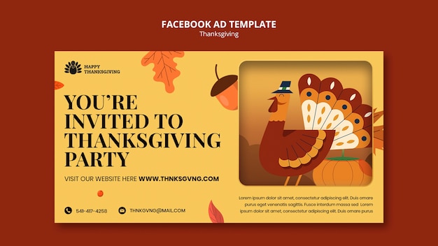 Gratis PSD promosjabloon voor sociale media voor thanksgiving-viering