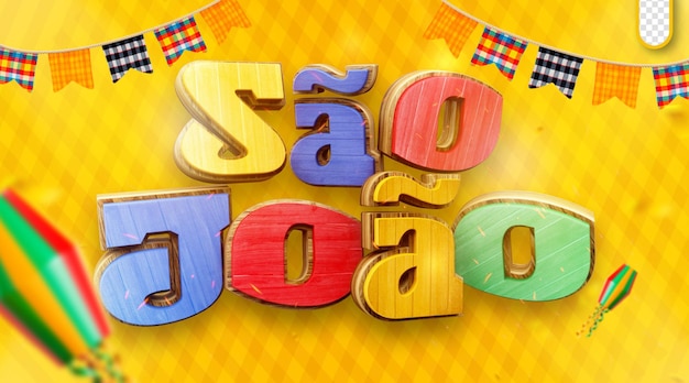 Gratis PSD promotie logo 3d aanbiedingen van sao joao arraia festa junina in brazilië sociale media