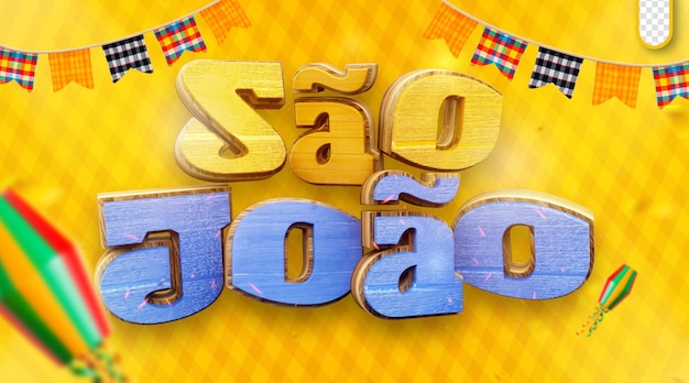 Gratis PSD promotie logo 3d aanbiedingen van sao joao arraia festa junina in brazilië sociale media