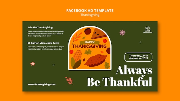 Promotiesjabloon voor sociale media voor thanksgiving-viering
