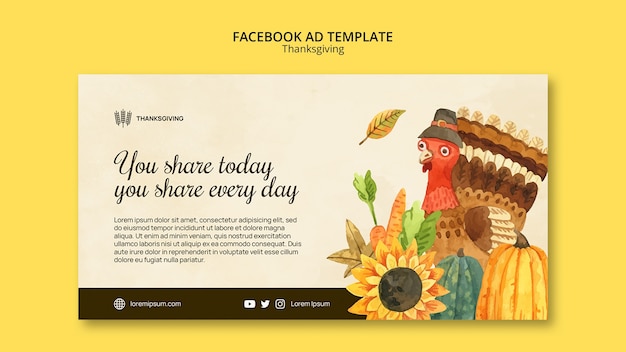 Gratis PSD promotiesjabloon voor sociale media voor thanksgiving-viering