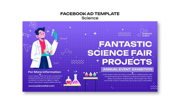 Promotiesjabloon voor sociale media voor wetenschap en experimenten