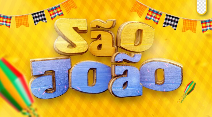 PSD gratuito promotional logo 3d offers of sao joao arraia festa junina in brazil social media