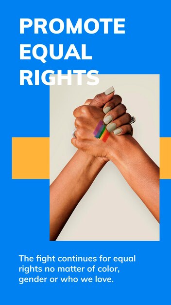Promover la igualdad de derechos plantilla psd celebración del mes del orgullo LGBTQ historia de redes sociales