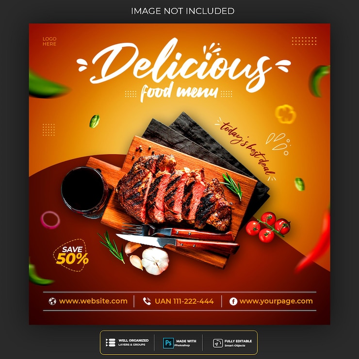 PSD gratuito promozione dei social media alimentari e design di banner per instagram