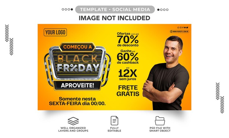 PSD gratuito promozione imperdibile del black friday banner sui social media