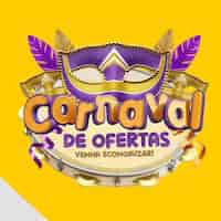 PSD gratuito pronto 3d carnaval de ofertas ven ahorra