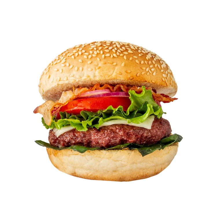 PSD gratuito prossimo piano sull'hamburger isolato