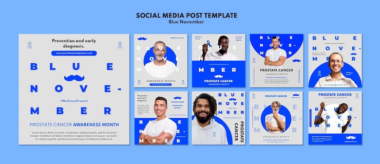 Gratis PSD prostaatkanker bewustzijn instagram posts set