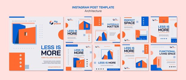 Proyecto de arquitectura geométrica publicaciones de instagram