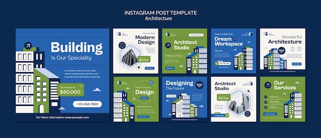 PSD gratuito proyecto de arquitectura publicaciones de instagram