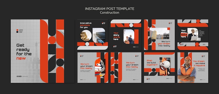 PSD gratuito proyecto de construcción publicaciones de instagram