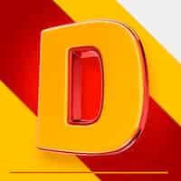 Gratis PSD psd 3d alfabet letter d geïsoleerd met rood en geel voor composities