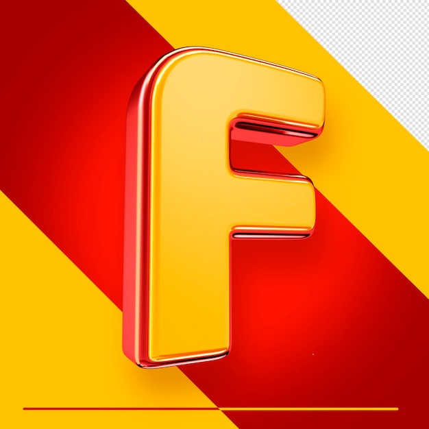Gratis PSD psd 3d alfabet letter f geïsoleerd met rood en geel voor composities