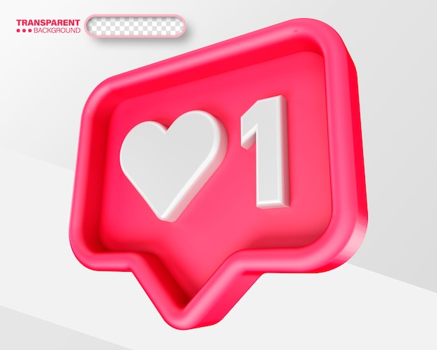 PSD gratuito psd 3d hace que el icono del corazón de las redes sociales esté aislado