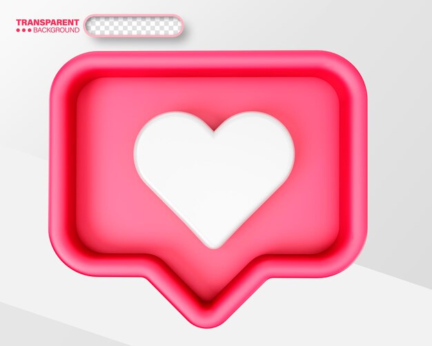 PSD 3D hace que el icono del corazón de las redes sociales esté aislado