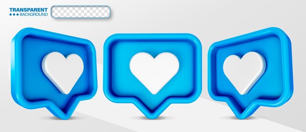 PSD 3D hace que el icono del corazón de las redes sociales esté aislado
