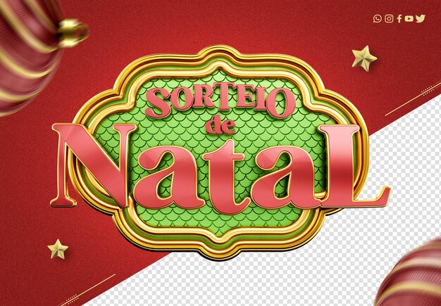psd 3d render verdadero regalo de navidad logotipo supermercado brasil promoción de navidad