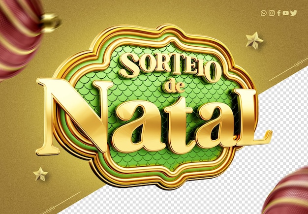 psd 3d render verdadero regalo de navidad logotipo supermercado brasil promoción de navidad
