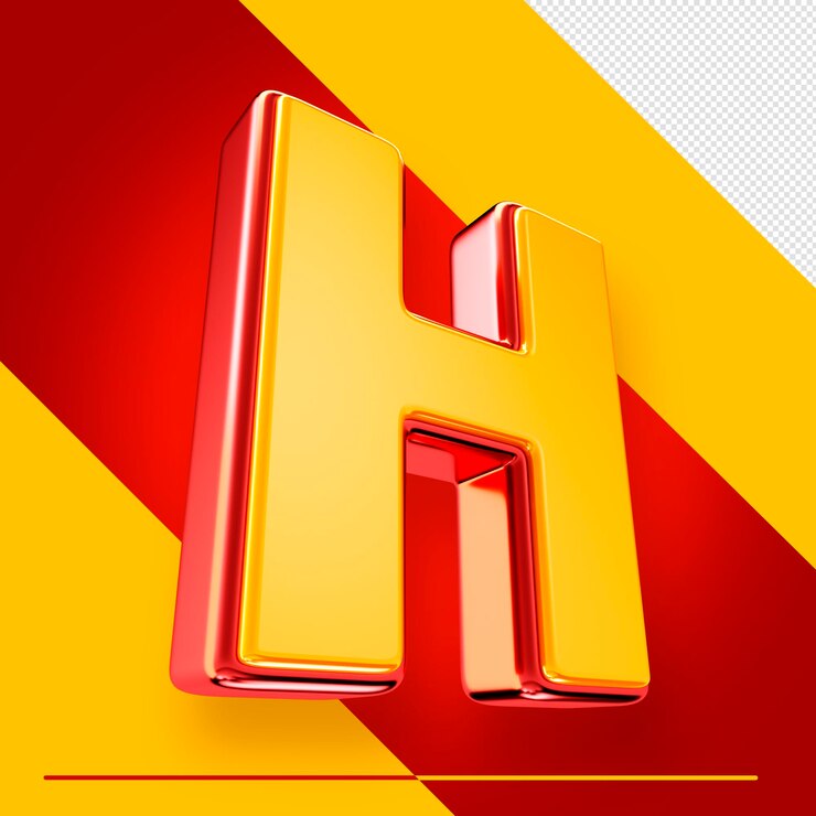 PSD gratuito psd alfabeto 3d lettera h isolata con rosso e giallo per composizioni