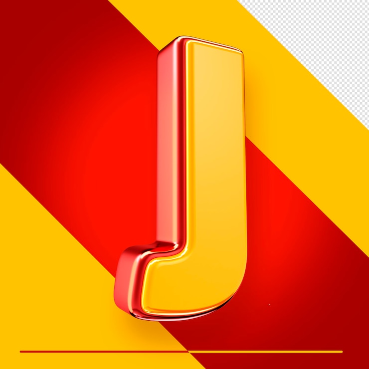 PSD gratuito psd alfabeto 3d lettera j isolata con rosso e giallo per composizioni