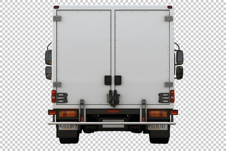 PSD Gratis psd box truck back view isolated on background