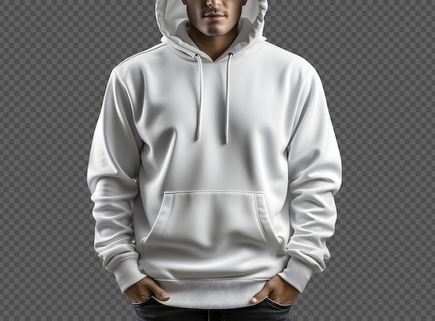 Gratis PSD psd geïsoleerd voormodel met witte hoodie