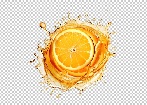 Psd jus d'orange splash geïsoleerd op de achtergrond