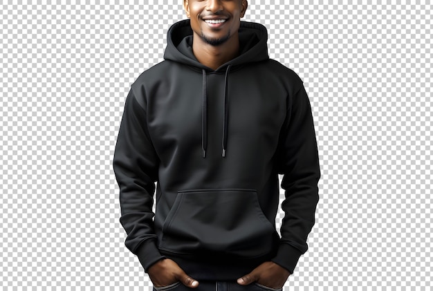 Gratis PSD psd-model met zwart sweatshirt met capuchon