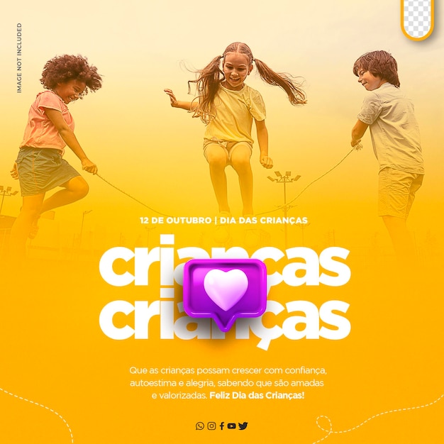 Psd plantilla feed editable día del niño feliz dia das criancas en brasil