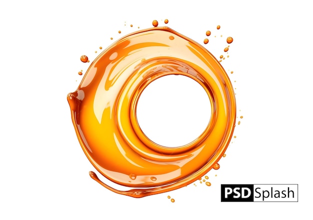 Psd ronde drop swirl vloeibare plons geïsoleerd op de achtergrond