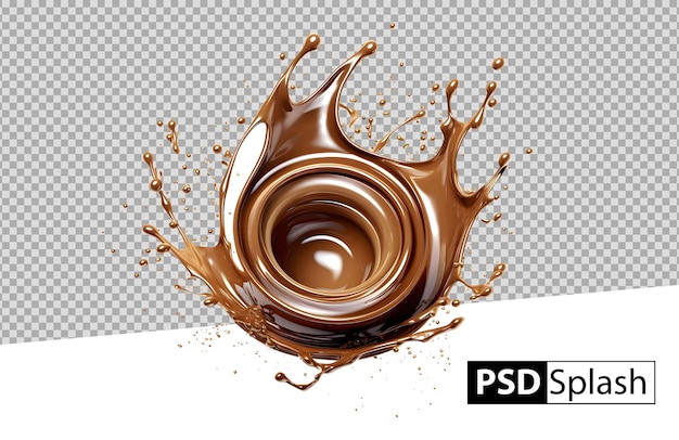 PSD gratuito psd salpicaduras de remolino redondo de chocolate y gotas aisladas en el fondo