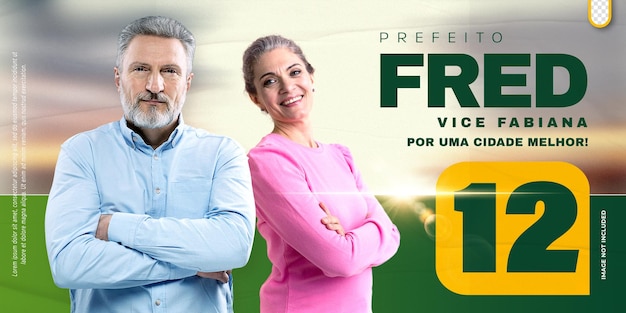 Gratis PSD psd sjabloon politieke campagne in brazilië bewerkbare sjabloon stem verkiezingen eleicoes brazilië