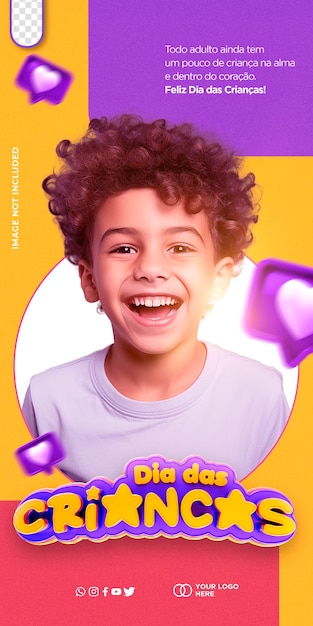 Gratis PSD psd-sjabloonverhaal bewerkbare kinderdag feliz dia das criancas in brazilië