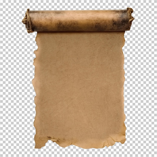 psd viejo rollo de papel papiro antiguo aislado en el fondo