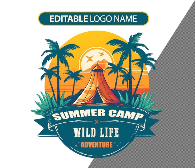 Gratis PSD psd zomer camping logo geïsoleerd op de achtergrond