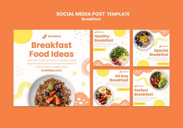 Publicación de delicioso desayuno en las redes sociales