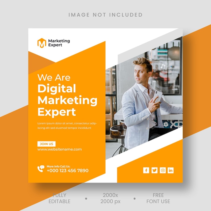 PSD gratuito publicación de instagram de la agencia de marketing digital y plantilla de banner de redes sociales