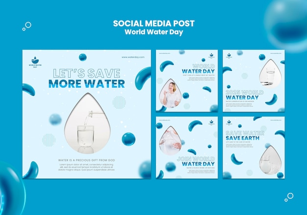 PSD gratuito publicación de instagram del día mundial del agua realista