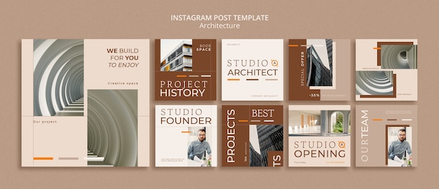 PSD gratuito publicación de instagram de diseño de arquitectura de diseño plano