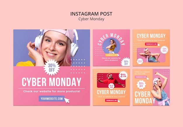 PSD gratuito publicación de instagram de promoción de lunes cibernético