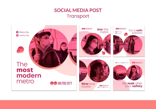 PSD gratuito publicación de medios sociales de transporte moderno