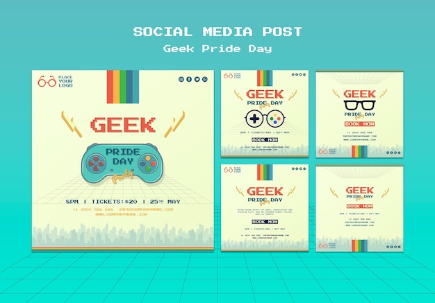 PSD gratuito publicación de redes sociales del día del orgullo geek