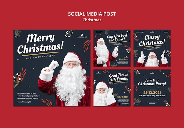 PSD gratuito publicación de redes sociales de feliz navidad