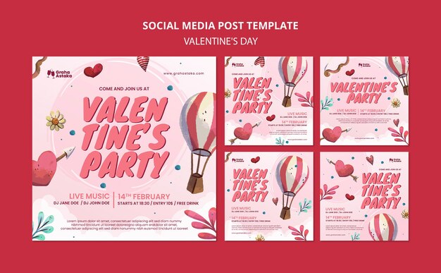 Publicación en redes sociales de la fiesta del día de san valentín