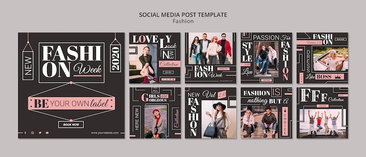 PSD gratuito publicación en redes sociales de la semana de la moda