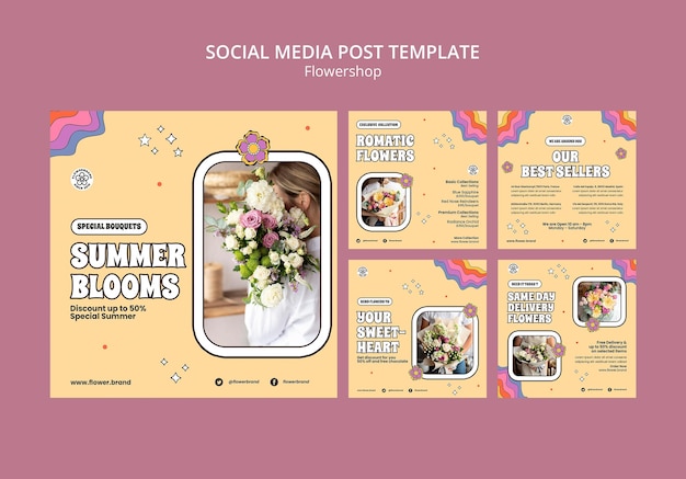 PSD gratuito publicación de redes sociales de summer blooms